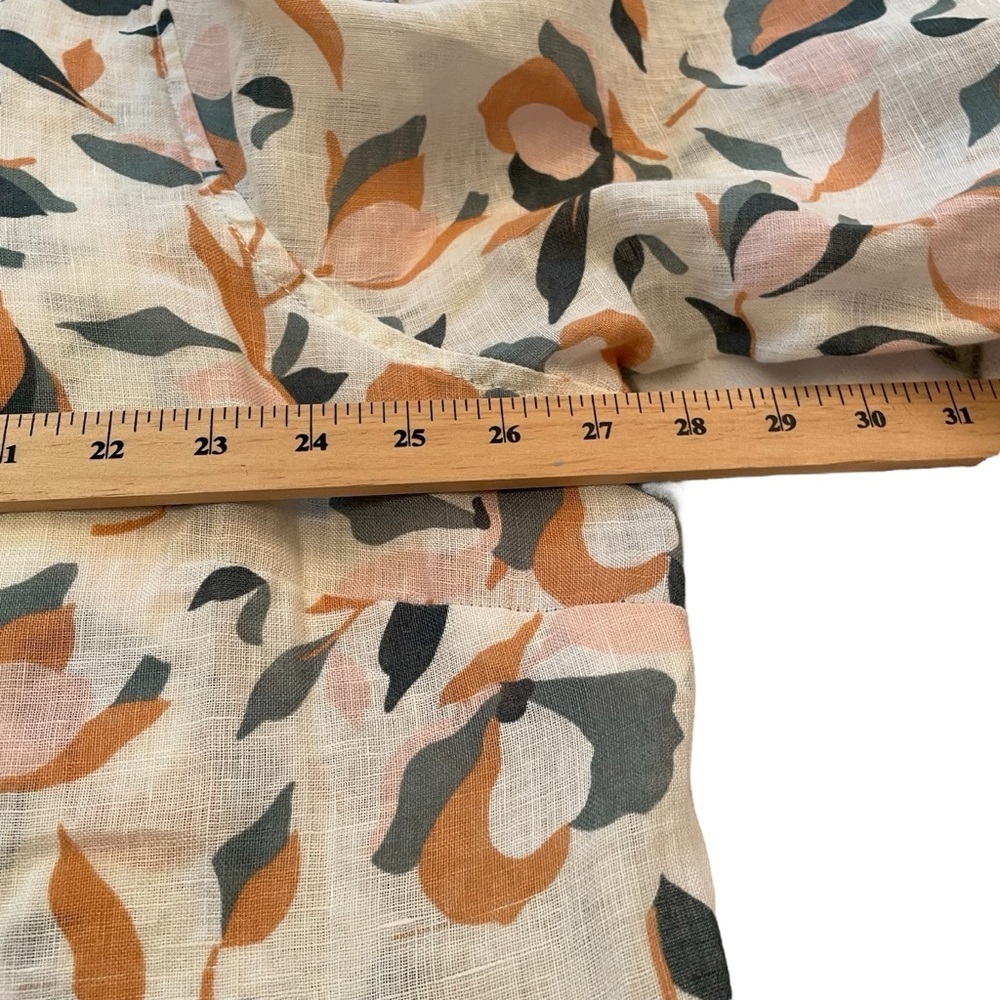 Rachel Zoe Floral- Button front/Tab Sleeves-Plus Size 3X 100% Linen Blouse/Tunic - Picture 8 of 11